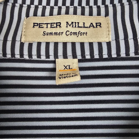 NWOT Peter Millar Summer Comfort Navy & Light Blue Striped Polo Shirt Size XL - Picture 7 of 11